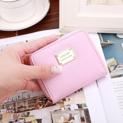 Senbos Ladies Short Black Famous Design Women Leather Small Wallet Card Holder Zip Coin Purse Clutch Womens Clip Clutch