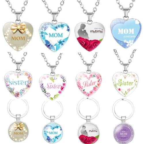 Mum/Mom/Sister Lovely Heart Necklace Women Chain Pendant Necklace Gift For Mothers Day Birthday Gifts For Mom Mommy Sis Family
