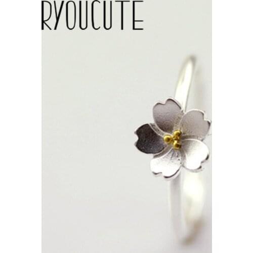 Punk Vintage Silver Color Cheery Flower Rings For Women Men Gothic Antique Jewelry Anillos 2020