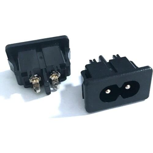 10Pcs BX 180 Black Male Plug IEC320 C8 Power Socket Connector AC 250V 2.5A 2Pin 8 Word Socket AC Power Outlet Connector BX180-C