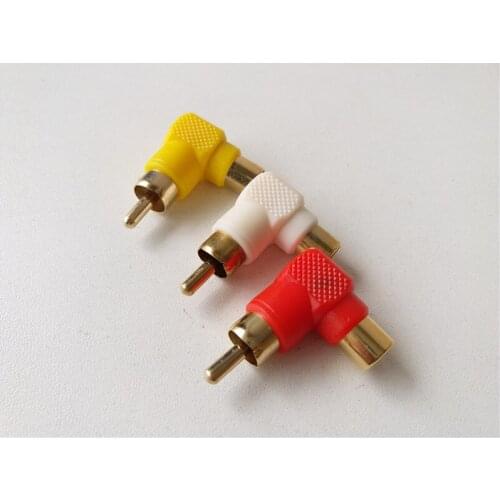 10pcs Gold-plated RCA male to female converter head bent 90 degrees curved lotus male to female adapter convert Lotus head