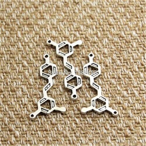 15pcs Resveratrol Molecule Charms Chemistry Antique Silver Resveratrol Molecule Pendant 15x27mm