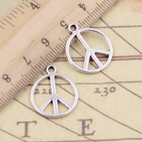 20pcs Charms Peace Sign Symbol 21x17mm Antique Silver Color Pendants Making DIY Handmade Jewelry Factory Wholesale