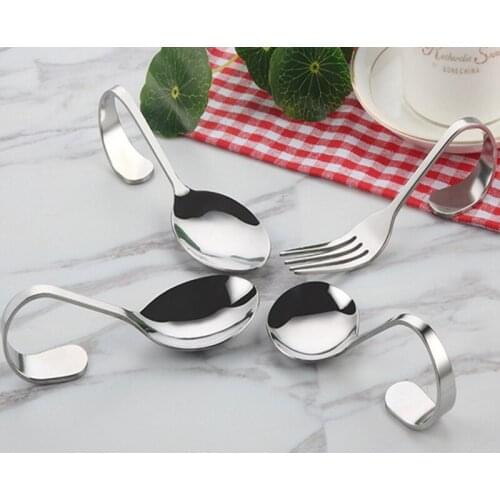 300pcs/lot New product Stainless Steel Curved Handle Spoon Fork Tableware Silver Tea Coffee Spoon Mixer Flatware Kitchen Accesso