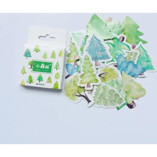 45pcs /Box Green Tree Forest Decorative Stickers DIY Stick Label Notebook Decor