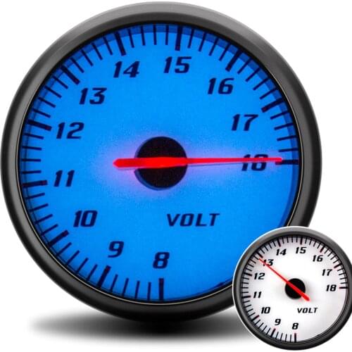 60MM Voltmeter Volt Meter Gauge Blue LED Backlight 8-18 Volts Racing Car Voltage Gauges for 12V Truck with Gauge Pod Holder