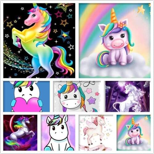 Diamond Embroidery Crystal Diamond Mosaic Cartoon Unicorn Picture Pony 5D DIY Diamond Painting Cross Stitch Kids Gift