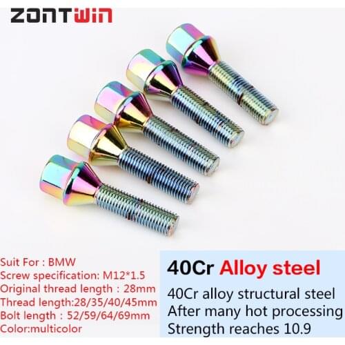 5/10/20Pieces 28/35/40/45mm Car Alloy Wheel Nuts Bolts Screws BMW E90/91/93/92/86/85/87/81/88/82/60/52/46/30/36/34/39 M12x1.5