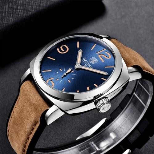 BENYAR New Top Men Watch Automatic Mechanical Watch Stainless Steel Leather Rubber Strap Luminous Waterproof 45mm Oversized Dial