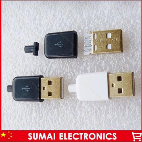 Free Shipping 100sets DIY Gold-plated 3 in 1 A Type Male Plug 2.0 USB Connector