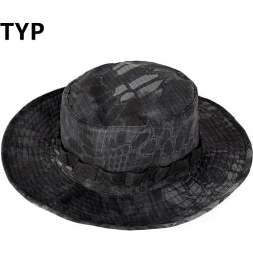 Bionic Camouflage Outdoor Fishing Hunting Climbing Round Edge Sunshade Hats Caps Men Tactical Sunscreen Anti UV Bonnie Cap Hat