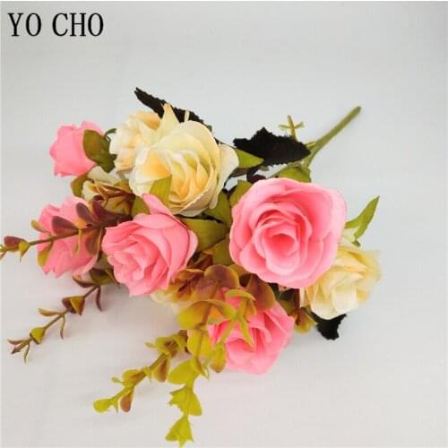 Bridesmaids Silk Roses Bouquet Bridal Wedding Bouquet Bunch of Flowers Wedding Flowers Pink Roses DIY Mariage Home Party Decor