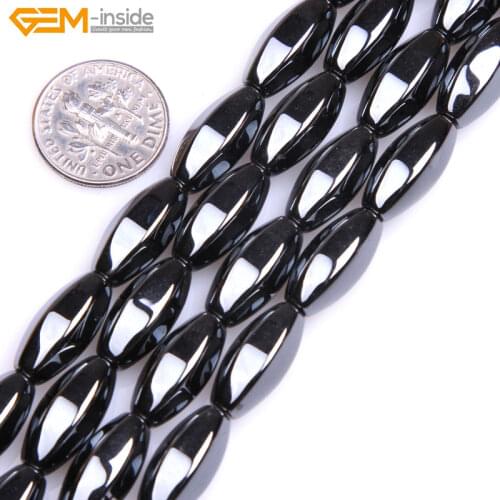 Gem-inside Natural Faced Olivary Hematite healing stone Beads For Jewelry Making Bracelet Necklace 15inch DIY