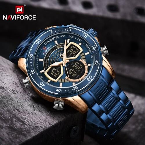 NAVIFORCE Watches for Men Luxury Brand Fashion Sports Business Quartz Wristwatch Waterproof Stainless Steel Digital Analog Clock