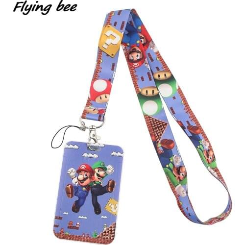 Flyingbee X1372 Game Friendly Brothers Cartoon Card Holder ID Holder Bus Card Holder Staff Card With Lanyard Jewelry
