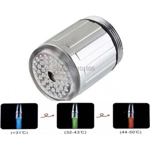 Chrome Plated of ABS LED Aerators with Adaptor 3 Colors in Defferent Water Temperature 2PCS in Lot