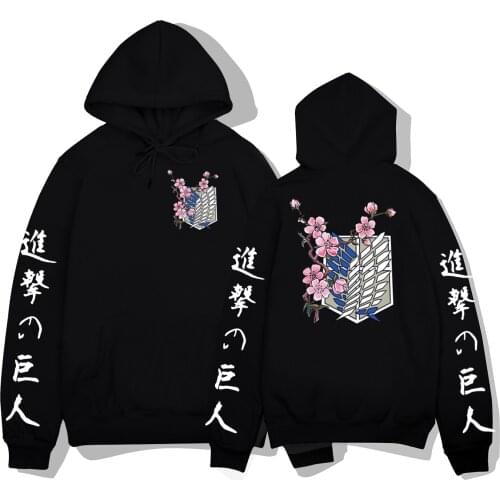 Hot Japanese Anime Graphic Men Hoodies print Attack on Titan Male women Pullover Hoodie Sweatshirt Threaded cuffs