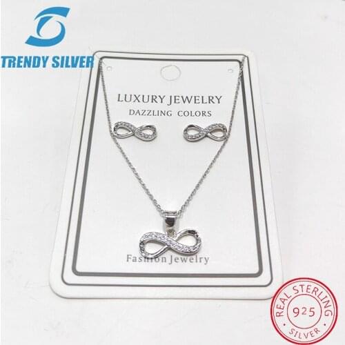 925 sterling silver jewellry sets for woman women necklace and stub earring pendant infinity eight hot sale free shipping