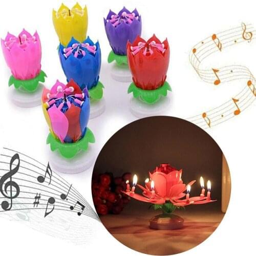 Birthday Cake Music Candles with 8 Candles Flower Christmas Festival Decorative Music Wedding Party