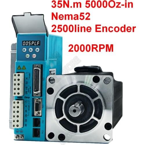 JMC Closed Loop Stepper Motor Driver kit 2500Line Encoder 35Nm 5000Oz-in Nema52 3PH 11V 220V AC 2000RPM 130mm Hybird Servo Drive