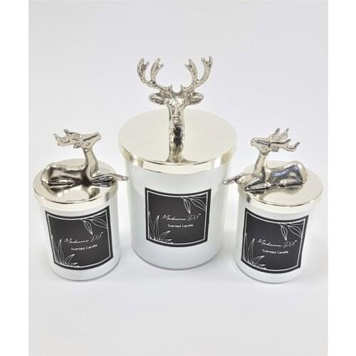 Silver Color Deer White Glass Candle Set 3 Pcs Gift Products Scented Candles Home Office Decoration Christmas Dinner Romantic