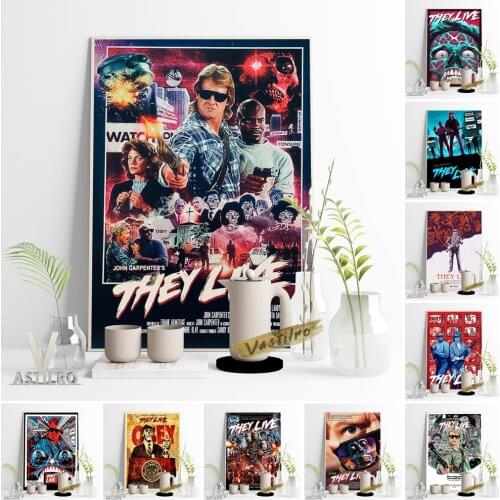 John Carpenters They Live Classic Movie Vintage Poster Science Fiction Enthusiast Gift Characters Retro Wall Picture Home Decor