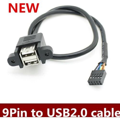 NEW 5pcs/lot 9 pin to USB2.0 connecting line motherboard with screw holes 9Pin to USB2.0 two port line FREE SHIPPING