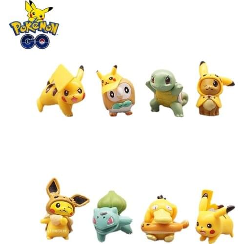 New cartoon Pokemon Pikachu Psyduck Bulbasaur Squirtle trumpet Model Doll Cake decorations action figure Christmas gift toys