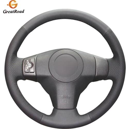 Hand-stitched DIY Black Genuine leather Car Steering Wheel Cover for Toyota Yaris Vios RAV4 2006-2009 Scion XB 2008