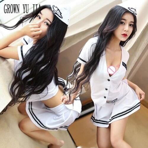 Sexy Night Club woman police uniform set sex cosplay Erotic stewardess uniform skirt porno japanese naughty lingerie sex play