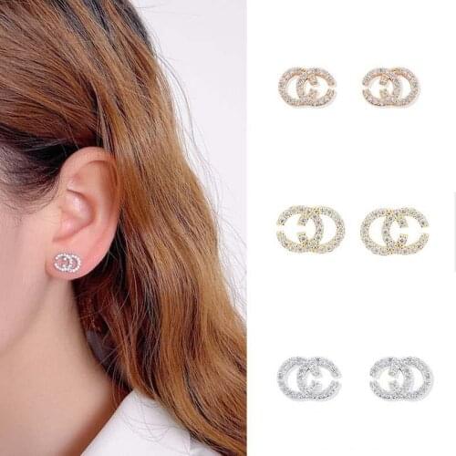 CC Earrings Silver anti allergy Earring female small simple pop temperament versatile personalized