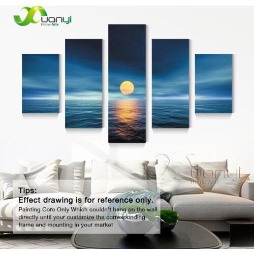 Blue Seascape Canvas Art Modern Painting On Canvas 5 Piece Seascape Cuadros Wall Decor For Living Room For Living Room Unframed