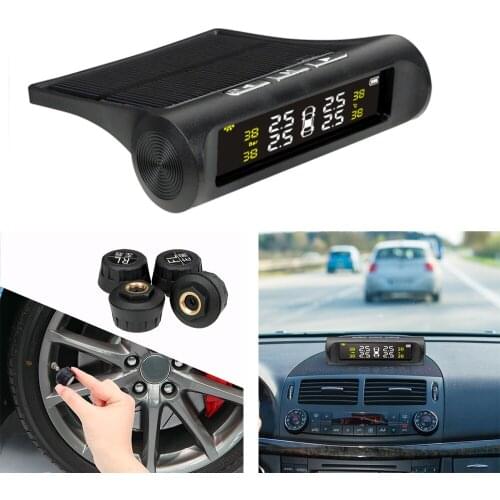 Solar Power Car TPMS Tyre Pressure Sensor Monitoring System Auto Security Alarm Systems Digital LCD Display Tyre Accessories