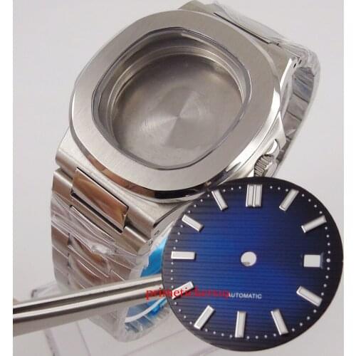 39mm High Quality Square SS Watch Case + Dial with Mental Strap Fit MIYOTA Automatic Movement