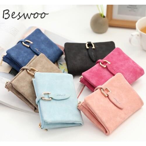 Women Short Purses Fashion Vintage PU Leather Short Clutch Wallet Lady Snap Fastener Card Holder Wallet Women Bag Female Purses