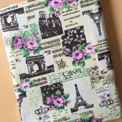 100% Pure Ctton Linen Fabric DIY Sewing Quilting Linen Cotton Fabric For Patchwork Rose Printed Canvas Material DIY Pillowcase