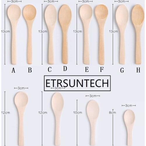 1000pcs/lot 13cm Mini Wooden Spoon Kitchen Cooking Teaspoon Condiment Utensil Coffee Round Spoon Kids Ice Cream Tableware Tool