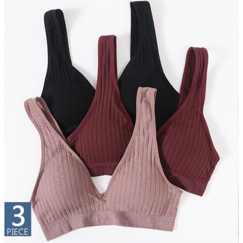 3Pcs/lot Seamless Bras For Women Deep V Tanks Bralette Sexy Lingerie Push Up Brassieres Female Top Fitness Underwear Sleepwears