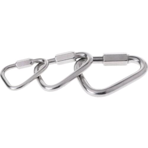 304 Stainless Steel Screw Lock Triangle Carabiner Climbing Gear Safety Snap Hook Connection Climbing Equipment Accessories