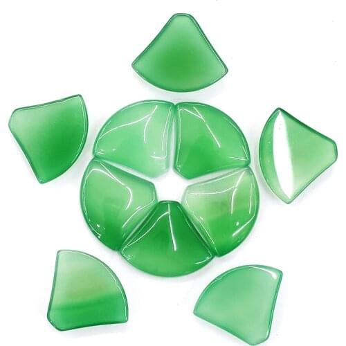 5pcs Natural Stone Bamboo Shape Green Agate Bare Stone Ring Surface for DIY Handmade Fashion Necklace Jewelry Accessories