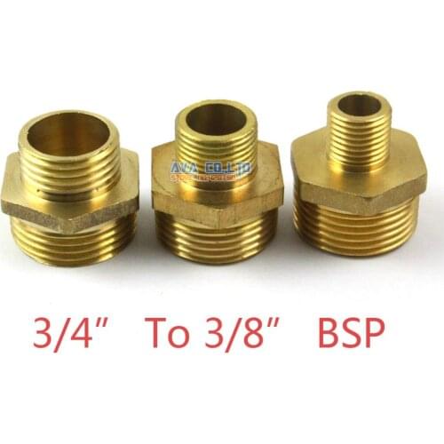 5 Pieces Brass Male 3/4" To 3/8" BSP Pipe Hex Reducing Nipple Fitting Fuel Air Gas Water Hose Connector Coupler