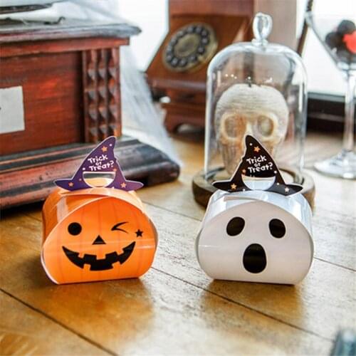 50pcs Halloween Easter party decoration pumpkin ghost paper candy box Baking cookies box home props supplies kid gift