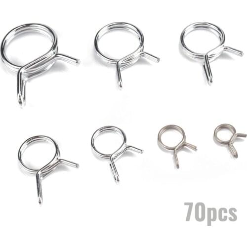 70pcs Stainless Steel Hose Tube Spring Clamps Double Wire Fuel Line clips Kit For Car Motorcycle RV