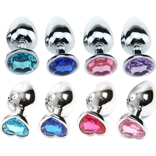 Anal Plug Sex Toys Mini Heart&Round Stainless Steel Metal Crystal Jewelry Butt Plug Unisex Adult Erotic Sex Toys Easy to Clean