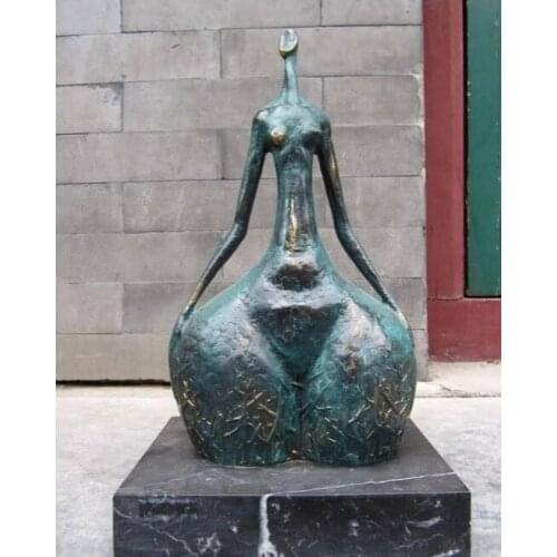 Fast shipping USPS to USA S3167 14" Great Pure Copper Bronze & Marble abstract Art dancing girl statue