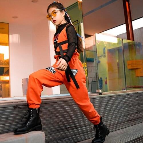 Child Street Dance Performance Stage Clothing Girls Jazz Dance Costume Kids Hip Hop Suit Long Sleeve Tide Clothes