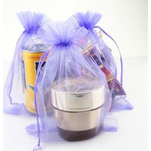 100pcs purper Jewelry Accessories Display & Packaging Organza Drawstring Pouches Candy Jewelry Party Wedding Favor Gift Bags