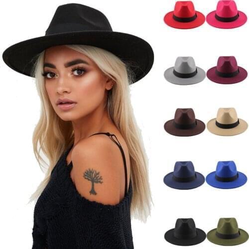 Autumn winter mens fedoras womens felt hat Ladies sombrero jazz Male bowler hat outdoor vintage top hats