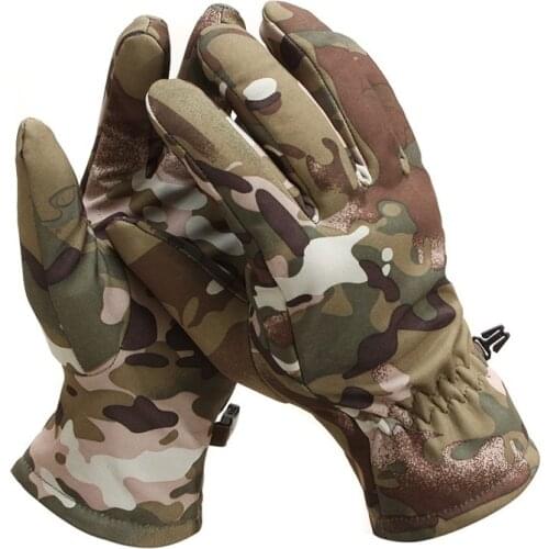 Softshell Fleece Thermal Waterproof Military Tactical Gloves Men Warm Full Finger Army Combat Camouflage Airsoft Shooting Gloves