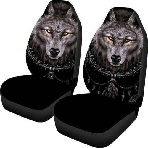 INSTANTARTS Animal Wolf Prints Set of 2 Stylish Car Seat Protector Cover Comfortable Automobile Seat Protector Car Seat Cushion